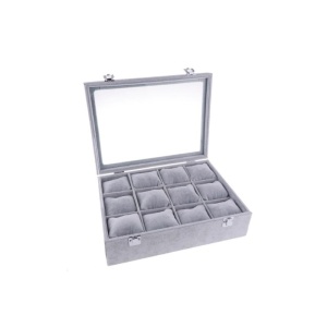 Caseta Gri / Neagra pentru prezentare ceasuri si bijuterii cu 12 spatii WZ4588 - Img 5