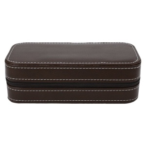 Caseta Transport Ceasuri Piele Ecologica Maro / Neagra 2 Spatii PU80 - Img 5