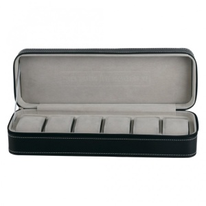 Caseta Transport Ceasuri Piele Ecologica Neagra 6 Spatii PU70 - Img 5