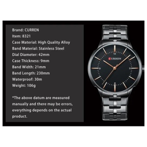 Ceas Barbătesc Curren WZ8321 | Design Metalic Modern cu Cadran Negru - Img 4