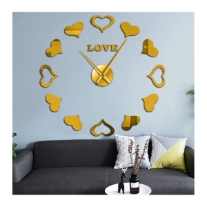 Ceas de perete 3D Auriu Love Hearts DIY WZ2447 - Img 2
