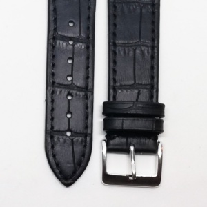 Curea Ceas „Croco Prestige” 7A1-N – Piele Naturală Neagră, Textură Crocodil (12mm - 22mm) - Img 2