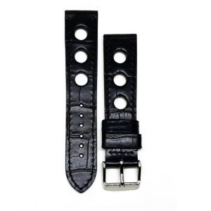 Curea Ceas „Fleurus Noir Stealth” – Piele Naturală de Vițel, Negru Integral (20mm - 24mm) - Img 4
