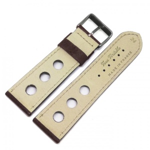 Curea Ceas „Fleurus Paris” – Piele Vițel Maro Închis, Design Perforat Rally (20mm - 24mm) - Img 2