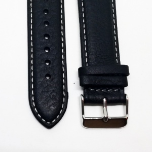 Curea Ceas „Maximus Bizon XL” 7K25 – Piele Neagră Texturată cu Cusătură Albă (20mm - 22mm) - Img 2
