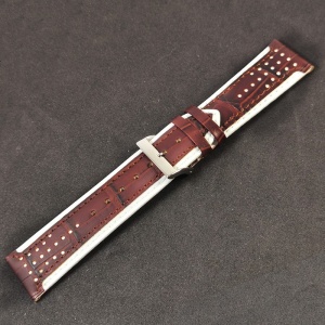 Curea Ceas „Mocha Contrast” 2F22MD – Piele Naturală Maro Închis cu Margini Albe (24mm) - Img 2