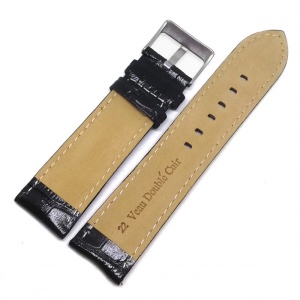 Curea ceas din Piele de Vitel - Culoare Neagra, textura Lucioasa - 22mm - WZ3724 - Img 2
