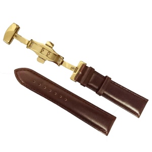 Curea ceas din piele maro Deployant auriu 14mm, 16mm, 18mm, 20mm, 22mm, 24mm WZ903 - Img 2