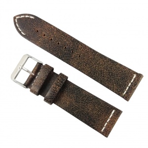 Curea ceas din piele naturală Maro - 24mm WZ2887