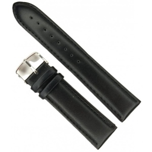 Curea Ceas Matteo Ferari din Piele Naturală Neagră, Dublu Stra, Mărime L, 4mm Grosime (18mm - 24mm)