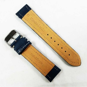 Curea Ceas Piele Naturala Albastra Cusatura Alba 22mm WZ2266 - Img 2