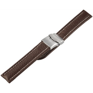 Curea Ceas Piele Naturala Maro Deployant Cusatura Alba 16mm 18mm 20mm 22mm 24mm 8162702001 - Img 2