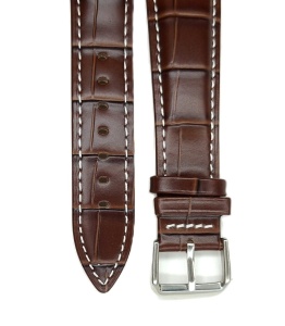 Curea Ceas Piele Naturală Maro/Negru – 18/20/22 mm – Cusătură Albă - Img 6