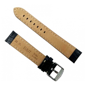 Curea Ceas Piele Naturala Neagra Imprimeu Crocodil XL 20mm WZ2208 - Img 2