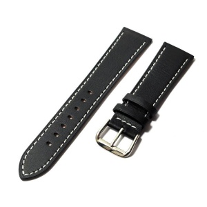 Curea ceas piele neagra + cusatura alba 18mm, 20mm, 22mm WZ5210 - Img 4
