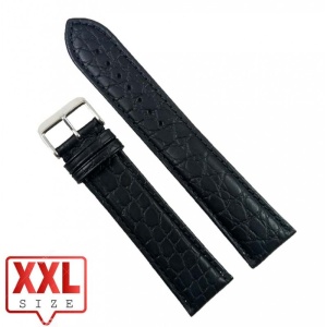 Curea Ceas XXL Piele Naturala Neagra Imprimeu Crocodil 24mm WZ2312 - Img 3