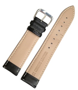 Curea Clasică Piele Naturală Neagră – 14-24 mm – Quick Release – Cataramă Argintie – Cusătură Neagră - Img 2
