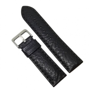 Curea de Ceas Chermond – Piele Neagră Bizonată – 24/22 mm – Grosime 4 mm – Cataramă Argintie