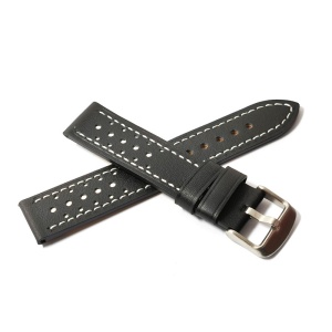 Curea de ceas cu Neagra cu gaurele din Piele Naturala 20mm GR1596 - Img 2