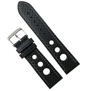 Curea de ceas din piele naturala neagra Carbon - 22mm WZ1992 N