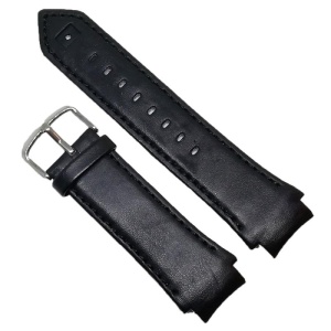 Curea de ceas din piele naturala neagra Puma, capete curbate - 20/26mm - C2977