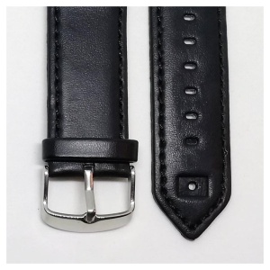 Curea de ceas din piele naturala neagra Puma, capete curbate - 20/26mm - C2977 - Img 2