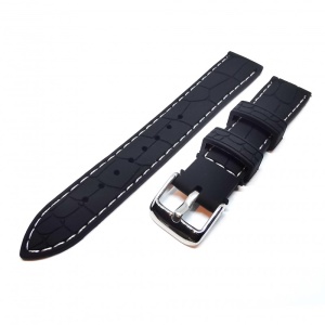 Curea de ceas din Silicon - Culoare Neagra - Imprimeu Crocodil - 18mm / 20mm / 22mm - 6S12 - Img 3