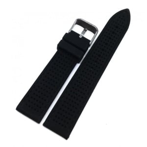 Curea de ceas din Silicon - Culoare Neagra, imprimeu cu gaurele - 20mm 22mm - JD752 - Img 2