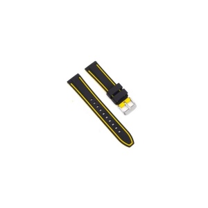 Curea de ceas neagră cu inserții galbene WZ764 – 18 / 20 / 22 / 24 mm WZ764