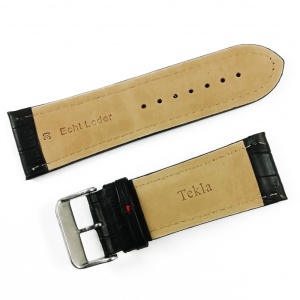 Curea de ceas Neagra din piele naturala si cusatura rosie - 26mm, 28mm, 30mm - WZ3409 - Img 4