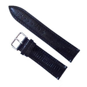 Curea de Ceas Piele Neagră – Imprimeu Șarpe – Textură Fină Lucioasă – 12/14/16/18/20/22/24 mm – WZ614