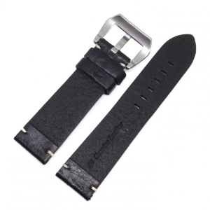 Curea de ceas Robusta din Piele Naturala - Culoare Neagra - 24mm - WZ4008 - Img 2