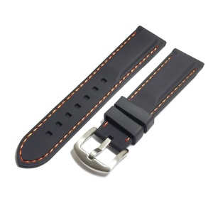 Curea de Silicon Neagra cu cusatura Portocalie 22mm JD003CP - Img 4