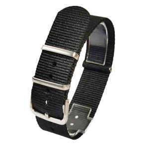 Curea NATO Neagră din Nylon – 14/16/18/20/22 mm – Cataramă Oțel Inoxidabil – Lungime XXL