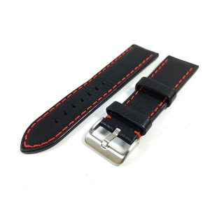 Curea pentru ceas Chermond Culoare Neagra, Cusatura Rosie 20mm, 22mm, 24mm WZ3480 - Img 4