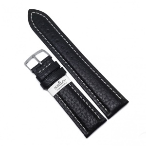 Curea pentru Ceas Morellato Kuga Cuoio Rugato - Culoare Neagra, cusatura Alba - 18mm, 20mm, 22mm, 24mm - A01U3689A38019CR