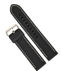 Curea Silicon Neagră cu Cusătură Albă – 22/22, 20/18 și 18/16 mm – Grosime 4 mm – Lungime M – Time Veranda WZ959