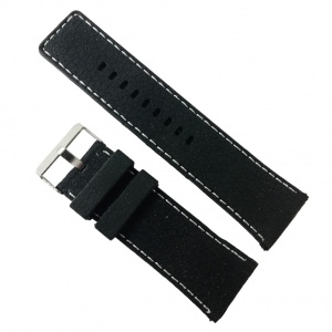 Curea Silicon Neagră, cusătură albă - 30mm
