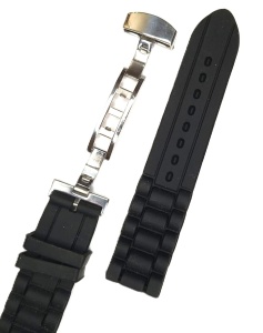 Curea Silicon Neagră Quick Release 22mm – Închidere Deployant – Lungime M 12.5+7.5 cm - Img 3