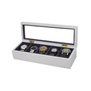 Cutie pentru 5 ceasuri - Lemn MDF - Culoare Alba / Neagra - WZ3929