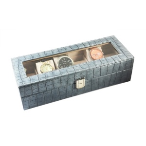 Cutie pentru 6 ceasuri din piele ecologica Neagra / Albastra / Maro / Crem CF-E24 - Img 10