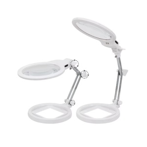 Lupă de Masă cu LED – 2,5X și 5X – Pliabilă – Mâini Libere – pentru Ceasornicărie, Modelism, Bijuterie – Albă - Img 6