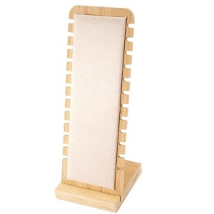 Panou Expozitor pentru Lanțuri și Coliere – Lemn cu Catifea Verde sau Bej – 27 x 10 cm – 12 Spații – SM5268