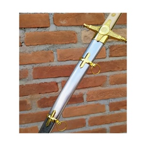 Sabie Ceremonială „Duque de Caxias” – Oțel cu Teacă – 59.5 cm – Decor Masonic și Colecție - Img 2