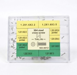 Set 150 Șuruburi pentru Ceas – Talin 8012 – 10 Dimensiuni – Oțel 304 – Cruce Phillips – Cap Plat