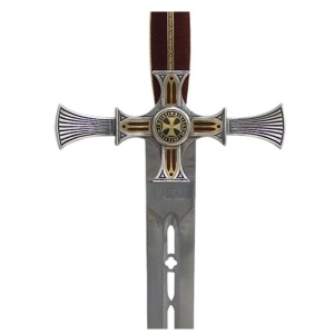 Spadă Templieră Damaschinată – Ediție Limitată „Eroi și Civilizații” – Aur pe Oțel AISI 440 – 120 cm - Img 2
