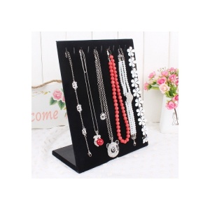 Suport Expunere Lănțișoare și Pandantive – Catifea – 11 Spații – 25 x 20 x 10,5 cm – Culori Negru/Gri – WZ1671