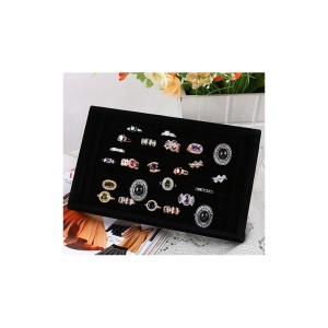 Suport Organizare Inele, Bijuterii și Butoni – Catifea – 23 x 14,5 x 3 cm – 4 Culori (Negru, Gri, Roșu, Fuchsia) – WZ444 - Img 9