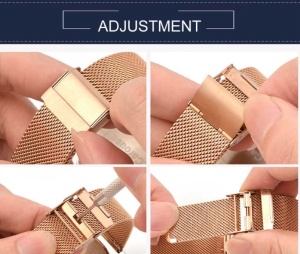 Brățară Ceas Mesh Milaneză Auriu Rose – Oțel Inoxidabil – 22mm – Închidere Tip Clips cu Siguranță - Img 5
