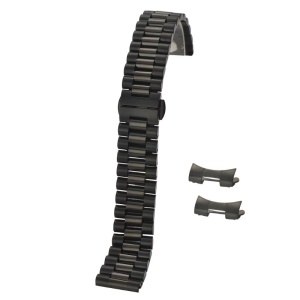 Brățară Metalică Neagră cu Deployant – 14-24 mm – 9 Lățimi – Capete Interschimbabile (Drept/Curbat) – WZ822